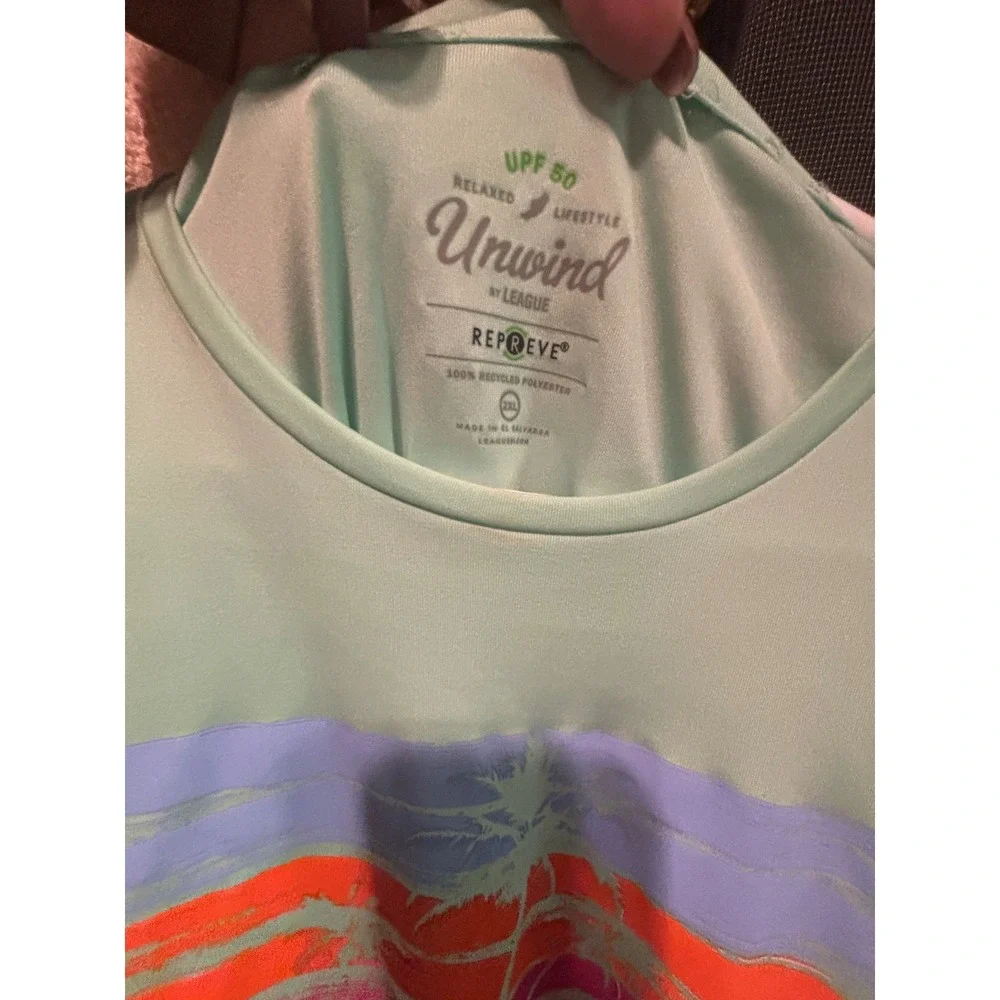 Gulf Shores Alabama League Unwind 2XL Long Sleeve UPF 50 Palm Tree Shirt - Picture 2 of 6
